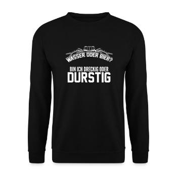 Bier - Wasser oder Bier - Unisex Pullover - Schwarz - Vorne - Alina (178cm) & Michal (187cm)