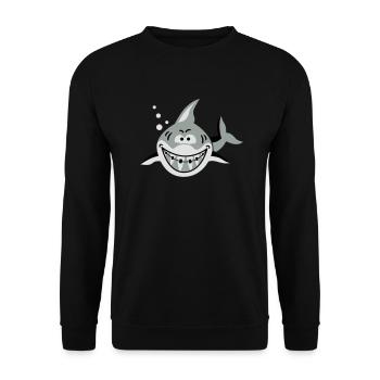 Hai mit Zahnspange - Unisex Pullover - Schwarz - Vorne - Alina (178cm) & Michal (187cm)