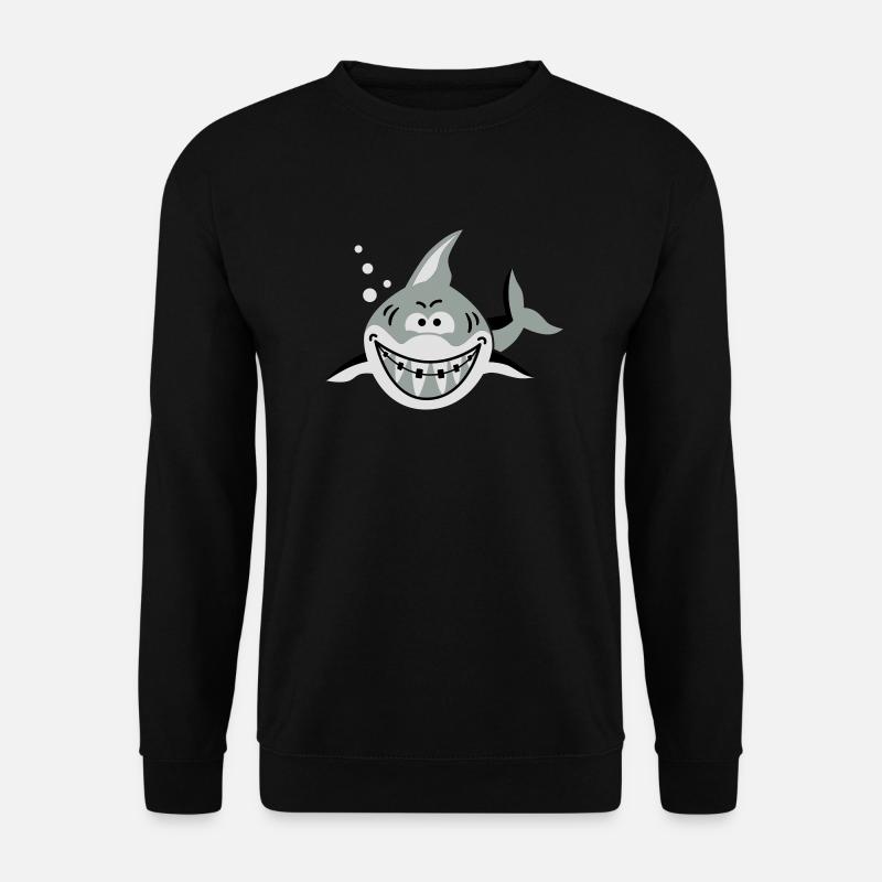 Hai mit Zahnspange - Unisex Pullover - Schwarz
