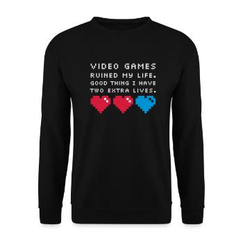 Video Games ruined my life - Unisex Sweatshirt - black - Front - Alina (178cm) & Michal (187cm)