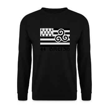 44 Breizh Loire-Atlantique Bretagne - Sweat-shirt Unisexe - noir - Devant - Alina (178cm) & Michal (187cm)