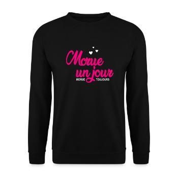 morue un jour morue toujours - Unisex Pullover - Schwarz - Vorne - Alina (178cm) & Michal (187cm)