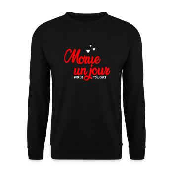 morue un jour morue toujours - Unisex Pullover - Schwarz - Vorne - Alina (178cm) & Michal (187cm)
