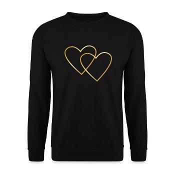 Zwei goldene Herzen - Unisex Pullover - Schwarz - Vorne - Alina (178cm) & Michal (187cm)