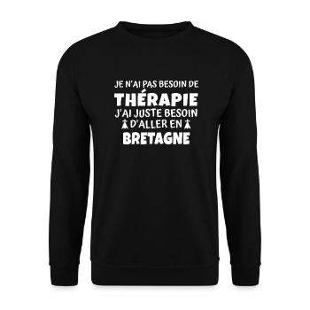 Thérapie bretagne / cadeau humour breton bretonne - Sweat-shirt Unisexe - noir - Devant - Alina (178cm) & Michal (187cm)