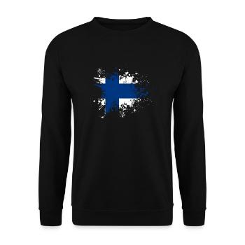 Finland Flag Suomi Finnish Flag Splashes of Paint - Unisex Sweatshirt - black - Front - Alina (178cm) & Michal (187cm)