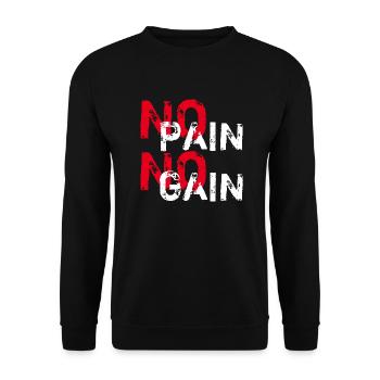 NO PAIN NO GAIN - FITNESS - SÉANCES D’ENTRAÎNEMENT - GYM - SPORT - Sweat-shirt Unisexe - noir - Devant - Alina (178cm) & Michal (187cm)