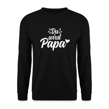 Du wirst papa Geschenk Schwangerschaft Schwanger - Unisex Pullover - Schwarz - Vorne - Alina (178cm) & Michal (187cm)