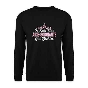 Je Suis Une Aide Soignante Qui Déchire Cadeau - Sweat-shirt Unisexe - noir - Devant - Alina (178cm) & Michal (187cm)
