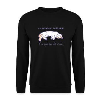 La ronron thérapie, c'est top - Sweat-shirt Unisexe - noir - Devant - Alina (178cm) & Michal (187cm)