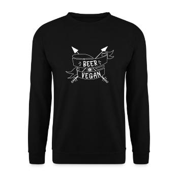 Beer is Vegan (Bier ist Vegan) - Unisex Pullover - Schwarz - Vorne - Alina (178cm) & Michal (187cm)