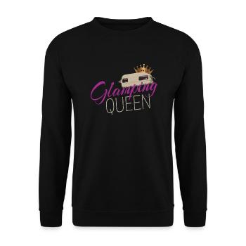 Glamping Queen Camping avec caravane vintage - Sweat-shirt Unisexe - noir - Devant - Alina (178cm) & Michal (187cm)