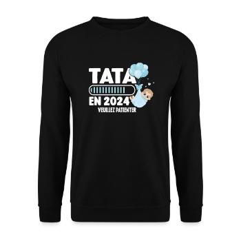 Annonce Grossesse Originale Future Tata En 2024 - Sweat-shirt Unisexe - noir - Devant - Alina (178cm) & Michal (187cm)