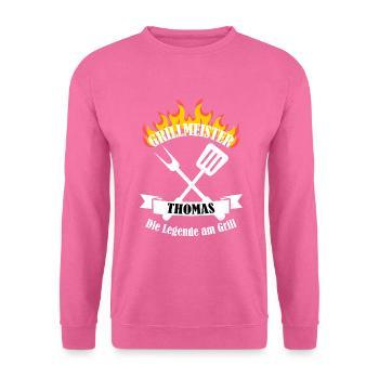 Grillmeister Thomas lustiger Spruch Vorname - Unisex Pullover - Pink - Vorne