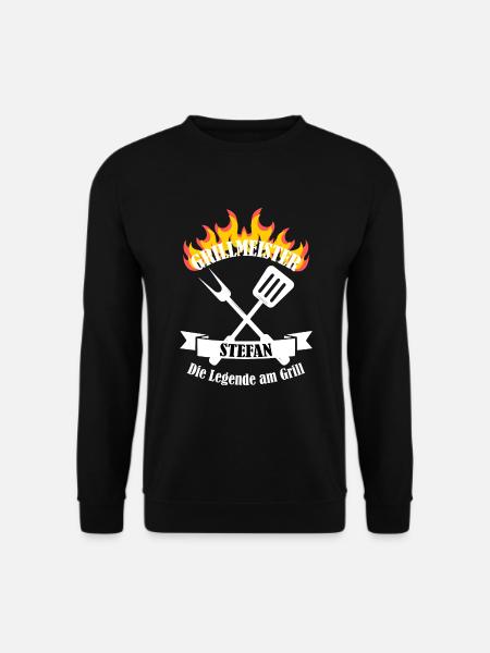 Grillmeister Stefan lustiger Spruch Vorname - Unisex Pullover - Schwarz