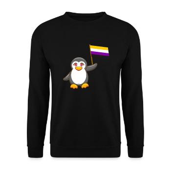 Gay Pride Antarctica Animal Penguin Not Binary LGBT - Unisex Sweatshirt - black - Front - Alina (178cm) & Michal (187cm)