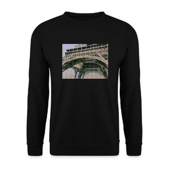 Cities Landmark Paris Eiffel Tower - Unisex Sweatshirt - black - Front - Alina (178cm) & Michal (187cm)