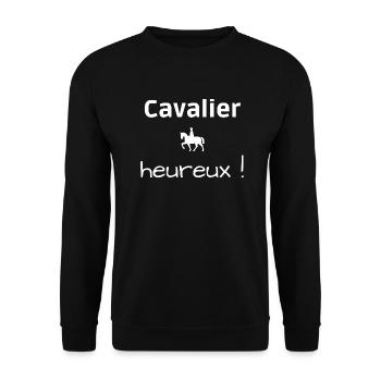Cavalier heureux ! Phrase positive et motivante - Sweat-shirt Unisexe - noir - Devant - Alina (178cm) & Michal (187cm)