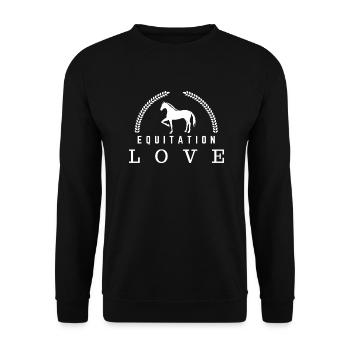 Reiten - Reiter Geschenkidee - Unisex Pullover - Schwarz - Vorne - Alina (178cm) & Michal (187cm)