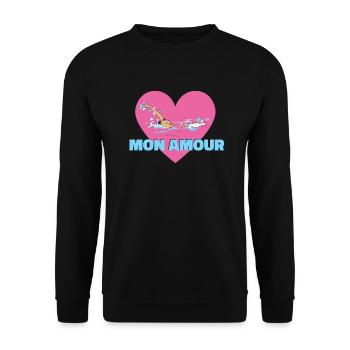 natation mon amour - Sweat-shirt Unisexe - noir - Devant - Alina (178cm) & Michal (187cm)