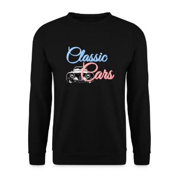 Classic Cars Design 03 - Unisex Pullover - Schwarz - Vorne - Alina (178cm) & Michal (187cm)