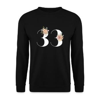 33rd anniversary flowers (Gift of 33 years) - Unisex Sweatshirt - black - Front - Alina (178cm) & Michal (187cm)