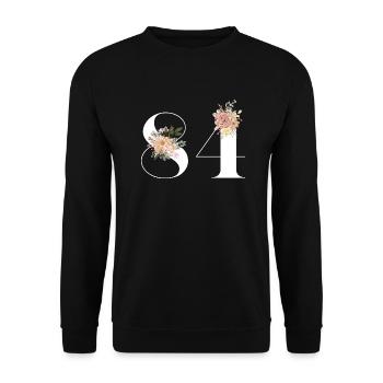 84th Anniversary Flowers (Gift of 84 years) - Unisex Sweatshirt - black - Front - Alina (178cm) & Michal (187cm)