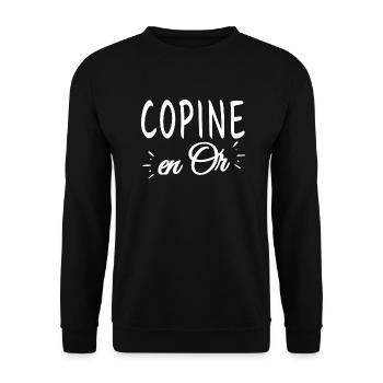 copine en or - Sweat-shirt Unisexe - noir - Devant - Alina (178cm) & Michal (187cm)