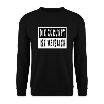 statement a womans place spaß beziehung geschenk - Unisex Pullover - Schwarz - Vorne - Alina (178cm) & Michal (187cm)