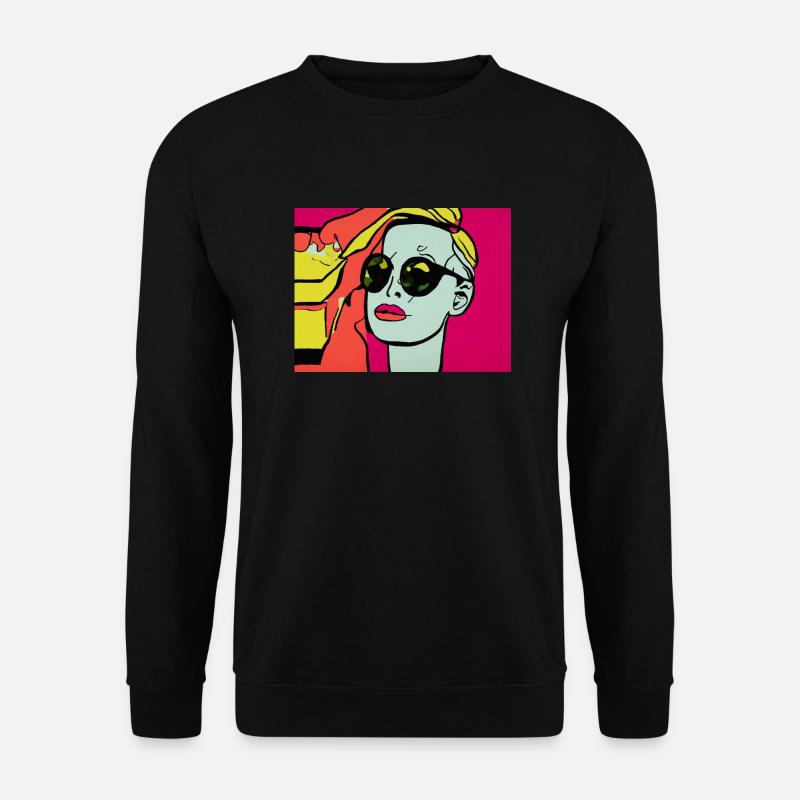 Pop Art - Frau mit Sonnebrille - Unisex Pullover - Schwarz
