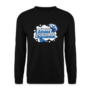 Glücksfischer Angelrute Glücksfischer Angelrute In - Unisex Pullover - Schwarz - Vorne - Alina (178cm) & Michal (187cm)