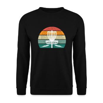 Vintage Disc Golf Sunset Retro - Unisex Pullover - Schwarz - Vorne - Alina (178cm) & Michal (187cm)