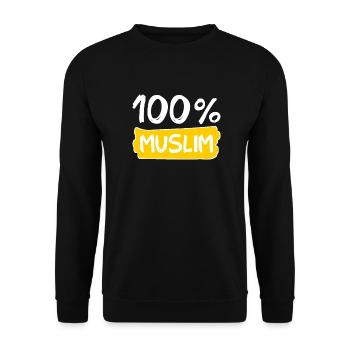 100% Muslim - Muslims - Islam - Unisex Sweatshirt - black - Front - Alina (178cm) & Michal (187cm)