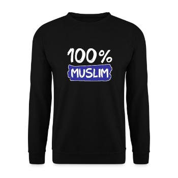 100% Muslim - Muslims - Islam - Unisex Sweatshirt - black - Front - Alina (178cm) & Michal (187cm)