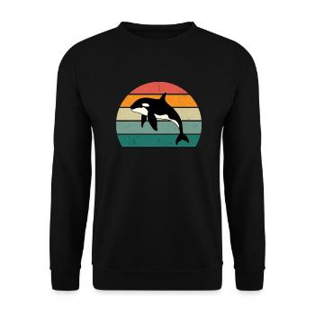 Orca Retro Style Hommes Femmes Nouveauté Vintage Drôle - Sweat-shirt Unisexe - noir - Devant - Alina (178cm) & Michal (187cm)