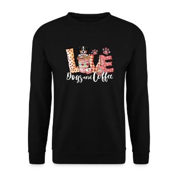 Australian Shephard Dog Coffee Lover Valentines Da - Unisex Sweatshirt - black - Front - Alina (178cm) & Michal (187cm)