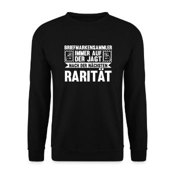 Philatelie Briefmarkensammlung Briefmarkensammler - Unisex Pullover - Schwarz - Vorne - Alina (178cm) & Michal (187cm)