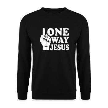 Sens unique Jésus Chrétien | Fier catholique - Sweat-shirt Unisexe - noir - Devant - Alina (178cm) & Michal (187cm)