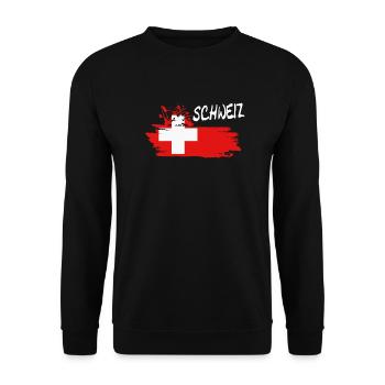 Schweiz Swiss Switzerland - Unisex Pullover - Schwarz - Vorne - Alina (178cm) & Michal (187cm)