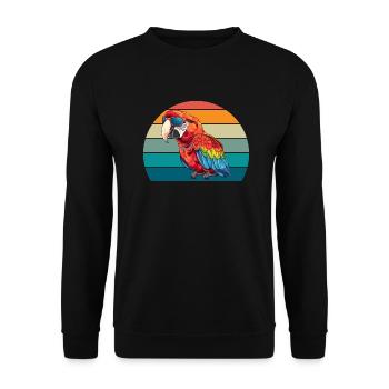 Papagei Retro Vogel Sommer - Unisex Pullover - Schwarz - Vorne - Alina (178cm) & Michal (187cm)