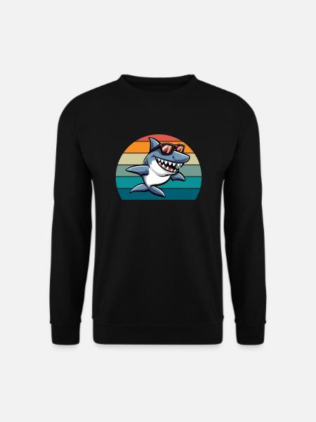Shark Retro Funny Summer Beach - Unisex Sweatshirt - black
