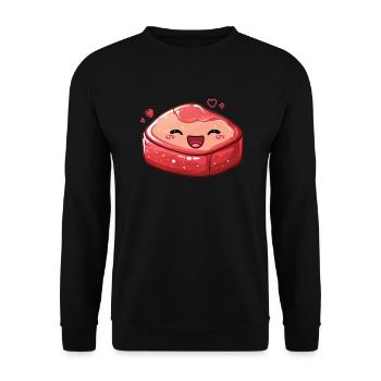 Sweet steak with googly eyes - Unisex Sweatshirt - black - Front - Alina (178cm) & Michal (187cm)