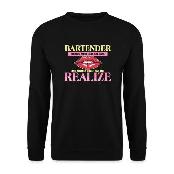 La barmaid en sait plus qu’elle ne le dit - Sweat-shirt Unisexe - noir - Devant - Alina (178cm) & Michal (187cm)
