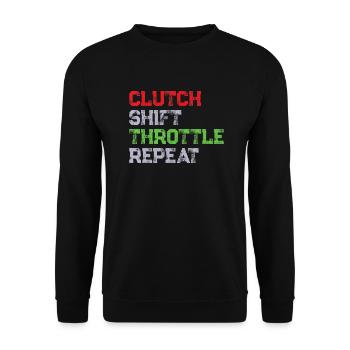 Clutch Shift Throttle Repeat Motorcycle Biker Gear - Unisex Sweatshirt - black - Front - Alina (178cm) & Michal (187cm)