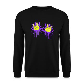 Deux Heavy Metal Hard Rock Cool Graffiti Geste de la main - Sweat-shirt Unisexe - noir - Devant - Alina (178cm) & Michal (187cm)
