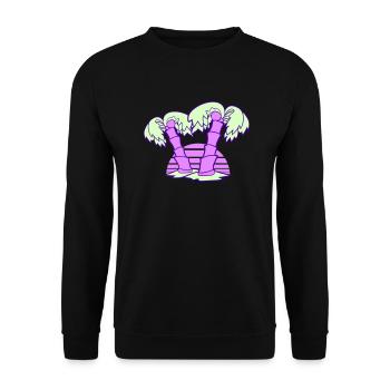 2 Palm Trees Island Tree Stripes Sun Sunset - Unisex Sweatshirt - black - Front - Alina (178cm) & Michal (187cm)