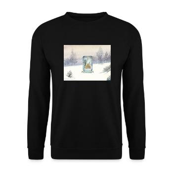 Winterhüttenweihnacht Winter Cabin Christmas - Unisex Pullover - Schwarz - Vorne - Alina (178cm) & Michal (187cm)