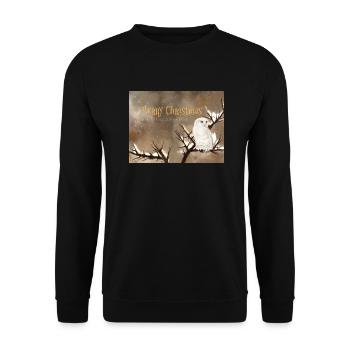 Merry Christmas Snowy Owl Winter Scenery - Unisex Sweatshirt - black - Front - Alina (178cm) & Michal (187cm)