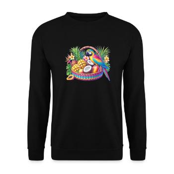 Fruit basket with parrot - Unisex Sweatshirt - black - Front - Alina (178cm) & Michal (187cm)