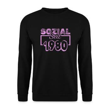 seit 1980 - Unisex Pullover - Schwarz - Vorne - Alina (178cm) & Michal (187cm)